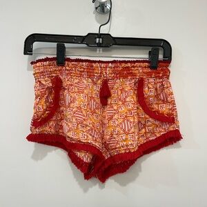Poupette St. Barth Vibrant Red and Orange Shorts | Size 2